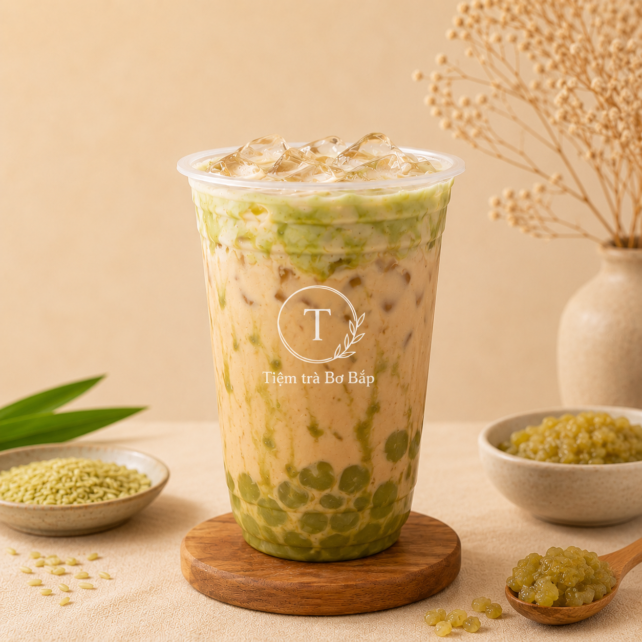 Trà sữa olong kem cốm dẻo